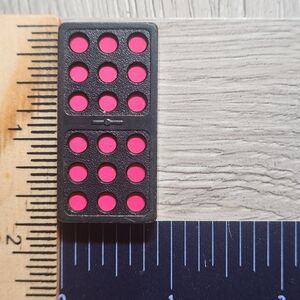 Double 9 Vintage Whitman Replacement Domino Large Black Plastic Color Dots Nine